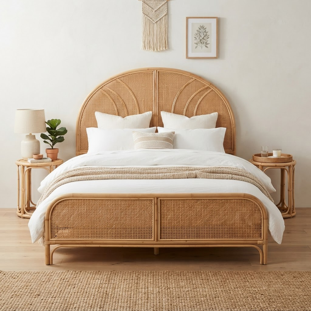 Coastal Rattan Cane Bed